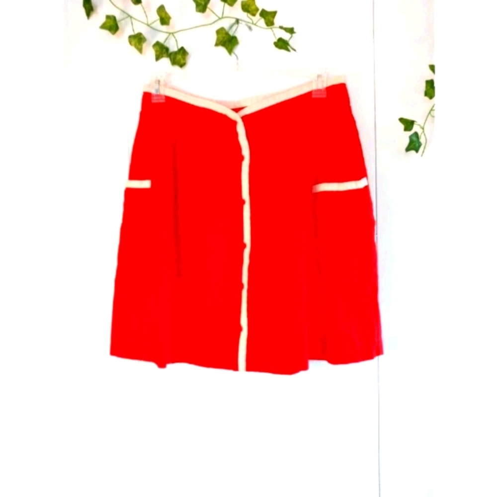 UO Cooperative Red & White Linen Skirt